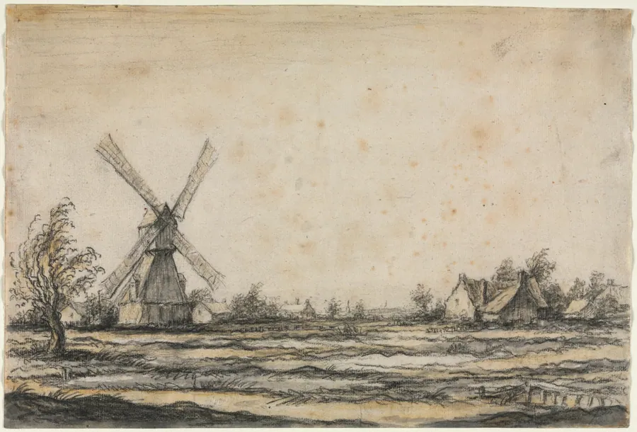 Landscape with a Windmill near a Farmstead by Aelbert Cuyp