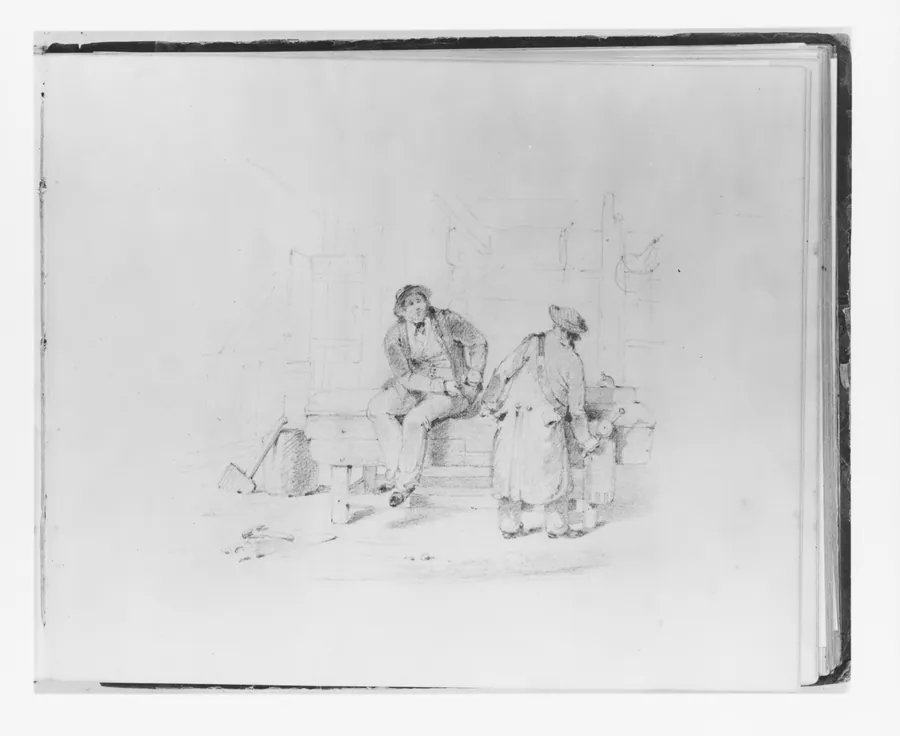 Two Men on a Workbench with a Vice (from Sketchbook) by Francis William Edmonds