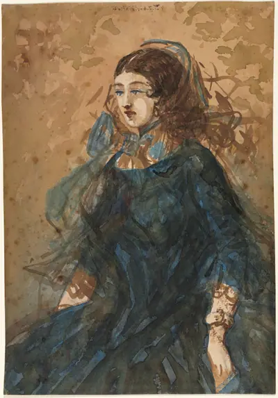 Woman in a Blue Dress (recto)