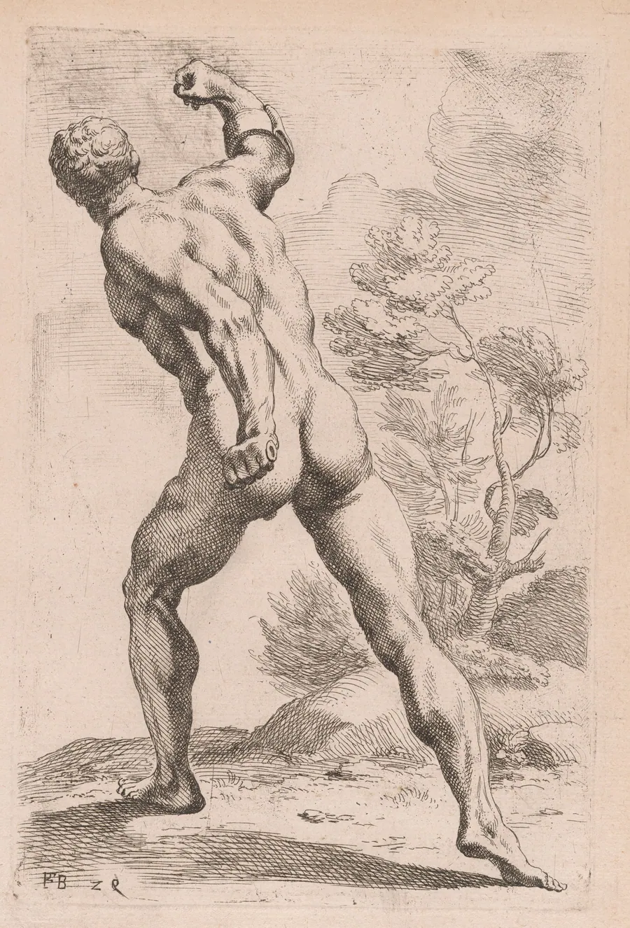 The Borghese Gladiator, back view [plate 29] by François Perrier