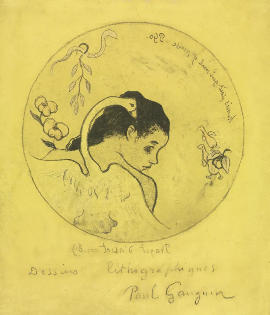 Volpini Suite:  Design for a Plate:  Leda and the Swan (Projet d'Assiette: Léda et le Cygne) by Paul Gauguin