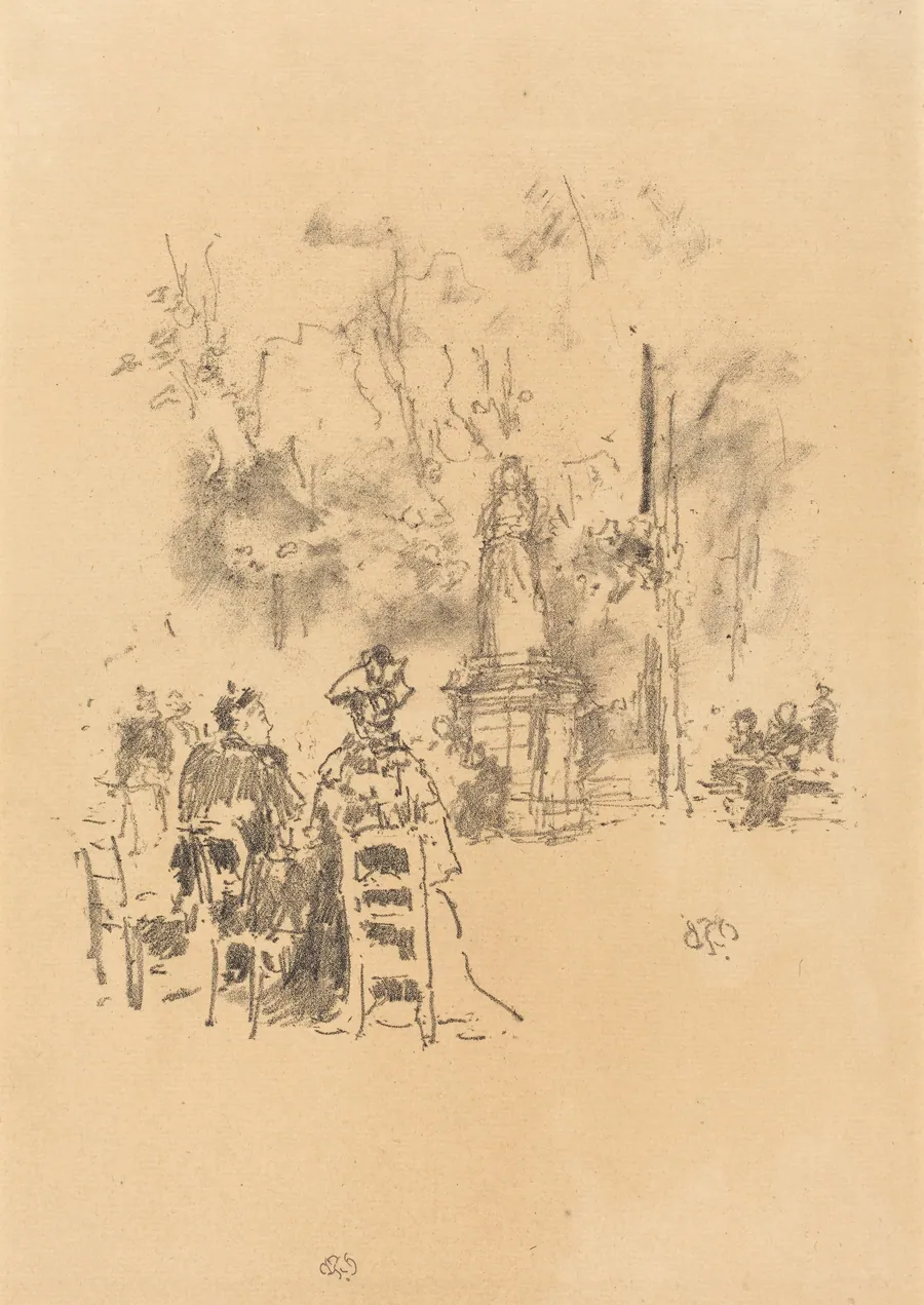 Conversation Under the Statue, Luxembourg Gardens by James McNeill Whistler
