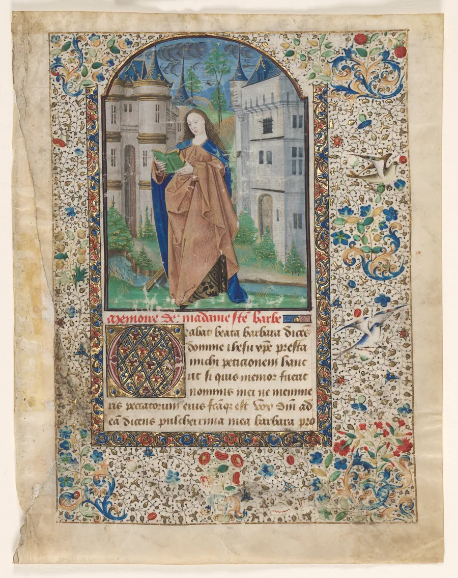 Leaf from a Book of Hours: St. Barbara (2 of 2 Excised Leaves) by Master of Jacques de Luxembourg