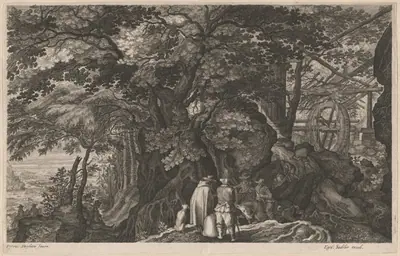 Ancient Trees by a Mountain Watermill