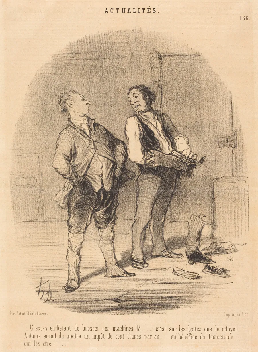 C'est-y embêtant de brosser ces machines là... by Honoré Daumier
