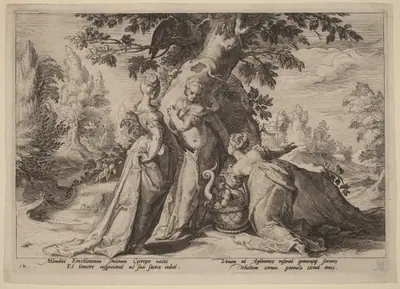 The Daughters of Cecrops Open the Casket Entrusted to Them by Minerva