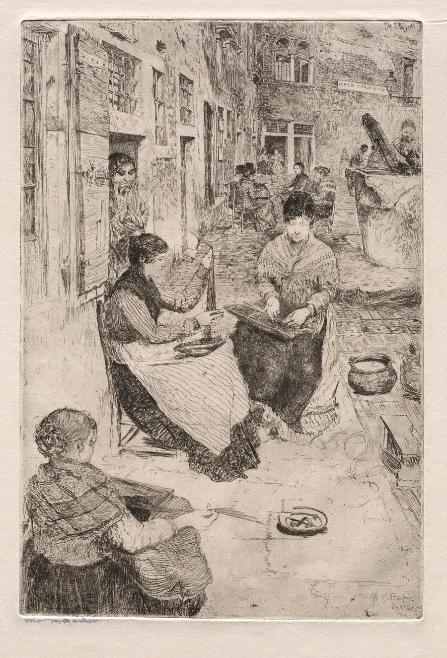Etchings of Venice: Bead Stringers by Otto H. Bacher