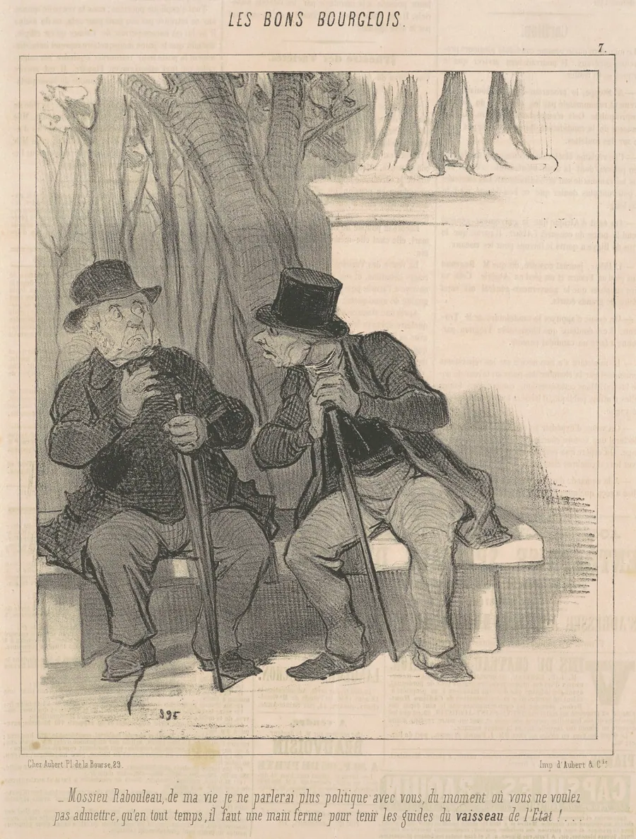 Mossieu Rabourdeau ...  je ne parlerai plus politique avec vous .. by Honoré Daumier