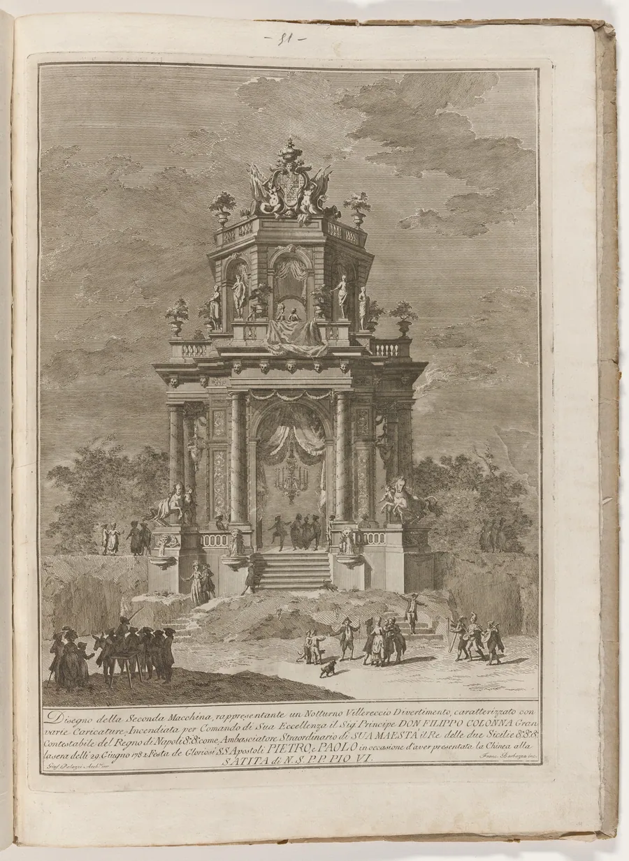The Seconda Macchina for the Chinea of 1782: A Countryside Festival at Night by Francesco Barbazza