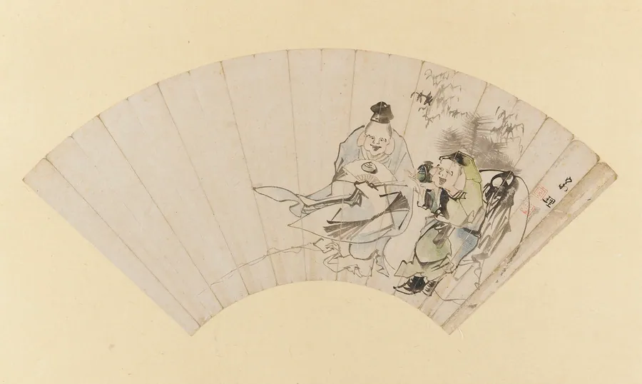 Daikoku and Ebisu as New Year's performers by Hishikawa Sori 菱川宗理 (active 1789-1818)