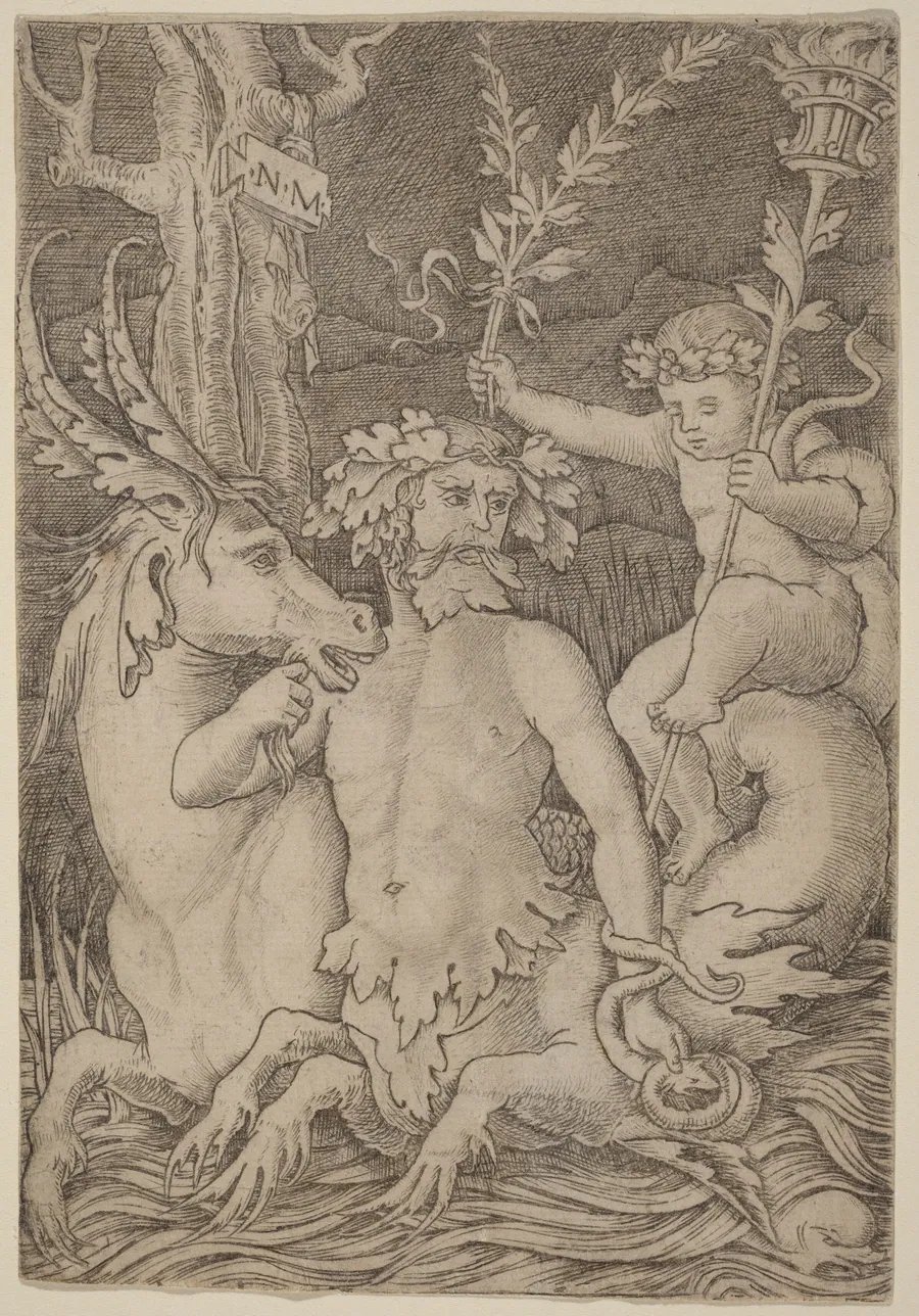Triton Carrying a Child by Nicoletto da Modena