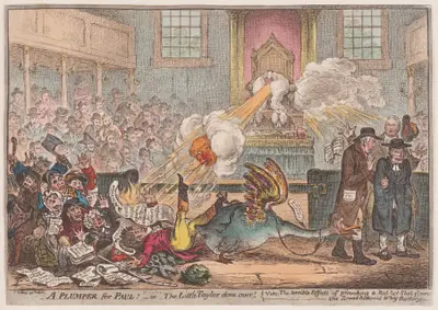 A Plumper for Paul!–or–the Little Taylor Done Over; vide–the terrible Effects of provoking a Red-hot Shot from the Broad-Bottom'd-Whig-Battery