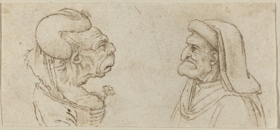 Two Grotesque Heads by Francesco Melzi