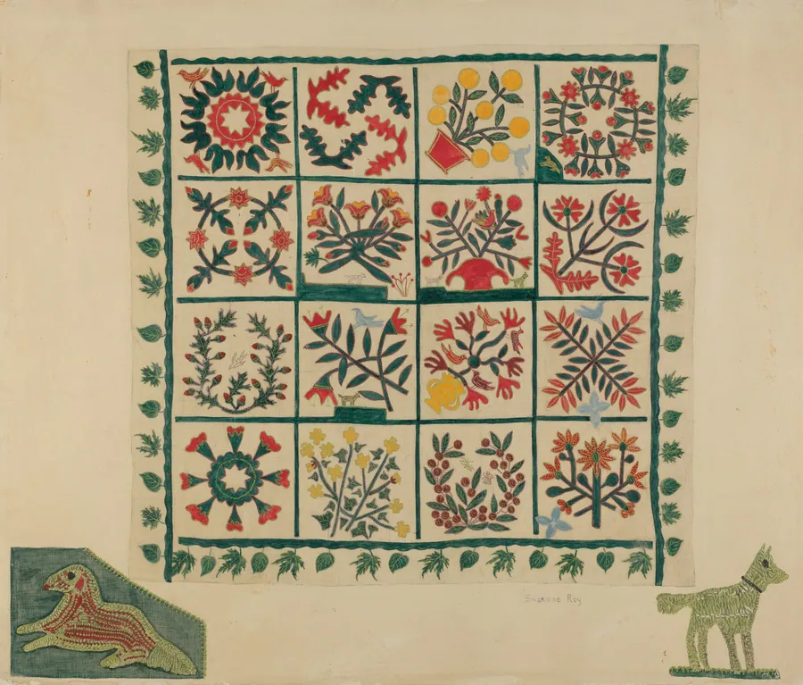 Applique and Embroidered Quilt Top by Suzanne Roy
