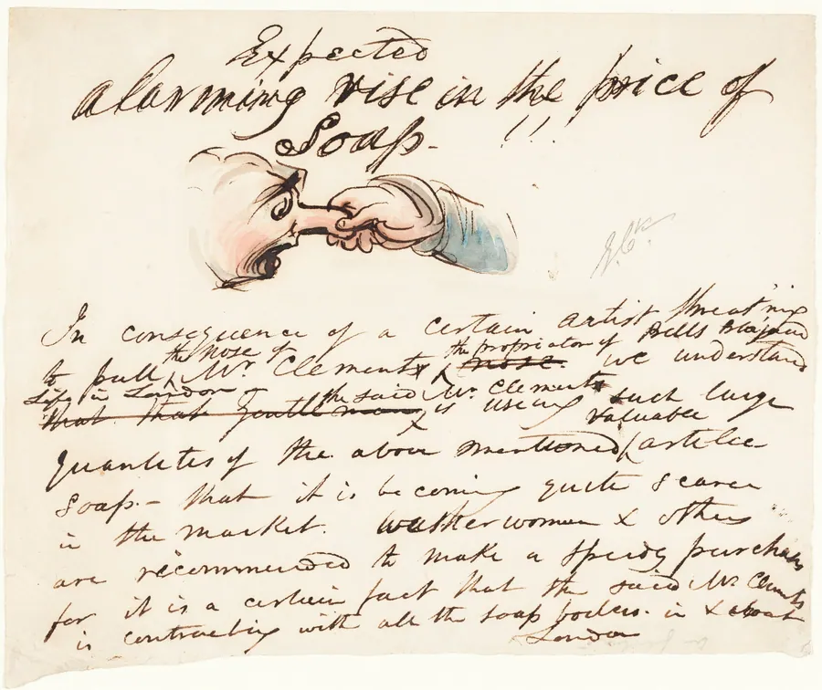 "Expected--alarming rise in the price of soap!" by George Cruikshank