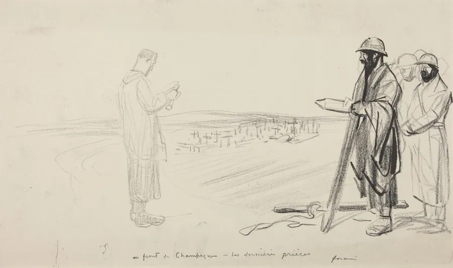 Au front de Champagne - Les dernieres prieres by Jean-Louis Forain