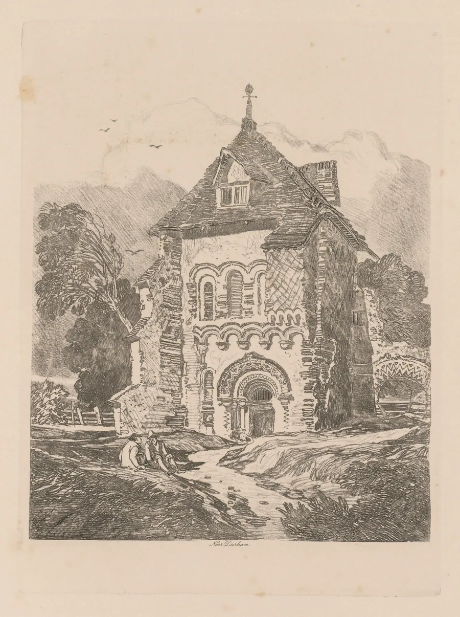 Liber Studiorum: Plate 36, Church near Durham by John Sell Cotman