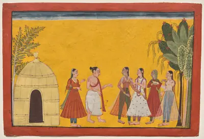 Rishyashringa addresses the courtesans, from the "Shangri" Ramayana