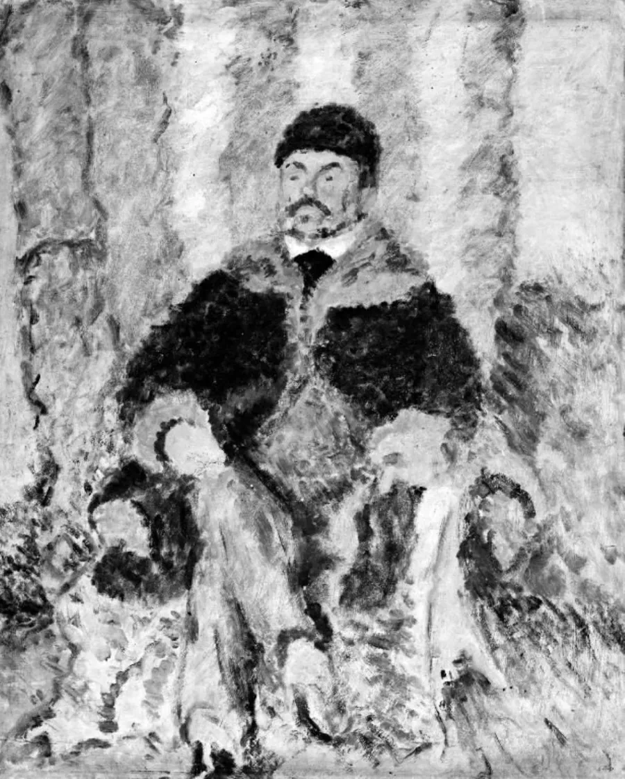 En herre i pels (kunstnerens fader) by Harald Giersing