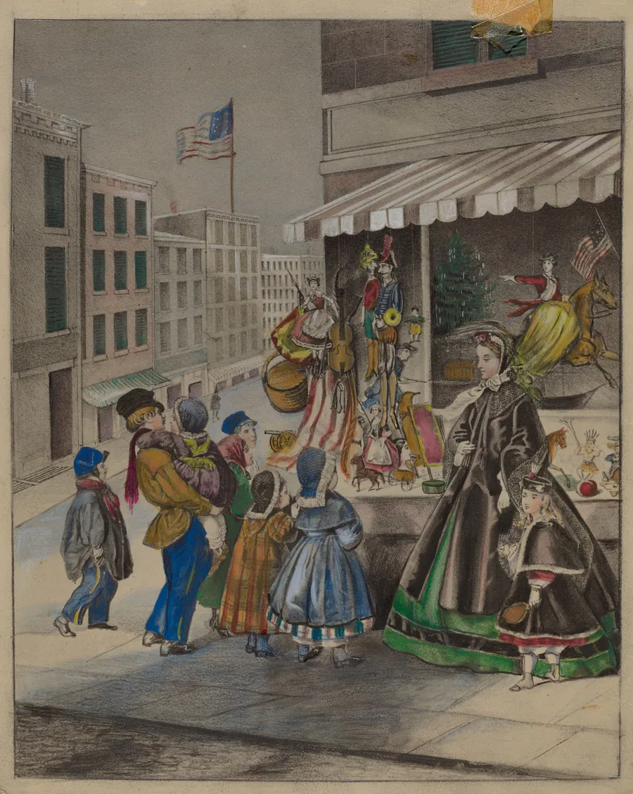 Colored Lithograph: "New Year's Eve" by Mina Lowry