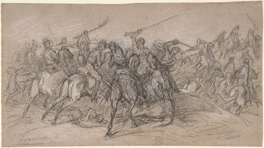 Arab Skirmish by Eugène Fromentin