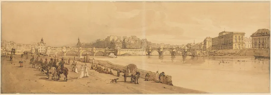 A View of the Pont Neuf, the Mint, etc.: pl.8 by Thomas Girtin