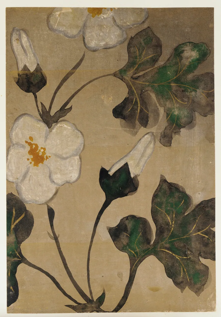 Rose mallow by Style of Ogata Kenzan 尾形 乾山 (1663-1743)