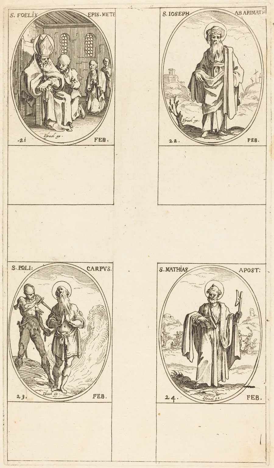 St. Felix; St. Joseph of Arimathea; St. Polycarpe; St. Matthias, Apostle by Jacques Callot