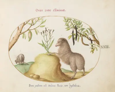 Plate 23: A Fat-Tailed Sheep, a Sheep with a Long Tail, a "Cassia purgatrix,"and Other Plants