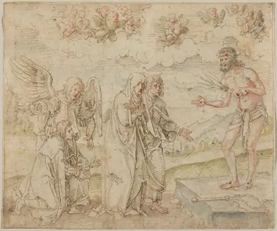 Mary and John before the Man of Sorrows