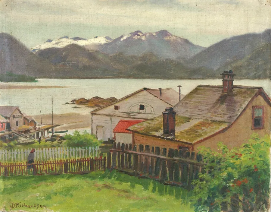 In the Old Quarter, Sitka, 1900 by Theodore J. Richardson, born Readfield, ME 1855-died Minneapolis, MN 1914