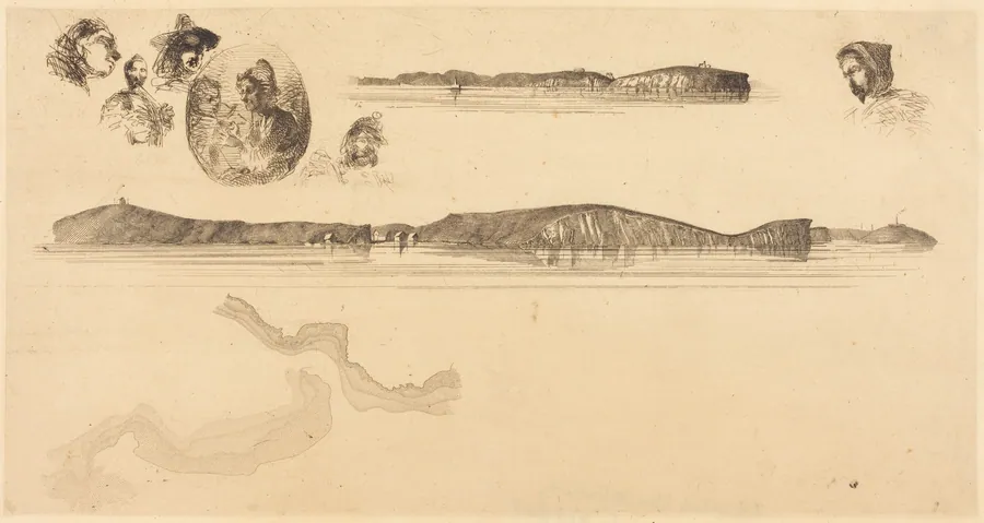 Sketches on the Coast Survey Plate by James McNeill Whistler