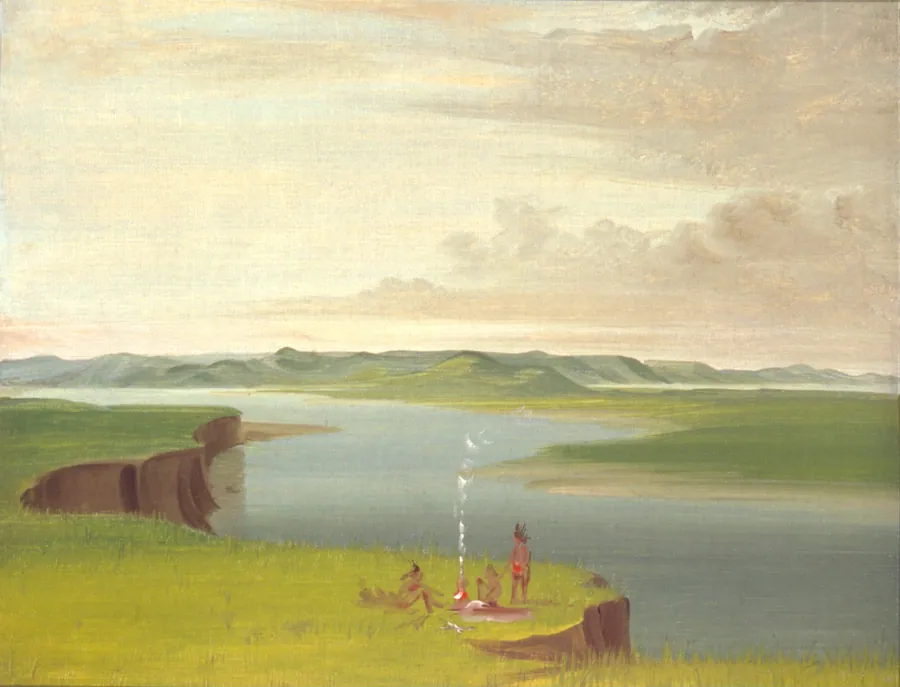 Prairie Bluffs at Sunrise, near the Mouth of the Yellowstone River by George Catlin, born Wilkes-Barre, PA 1796-died Jersey City, NJ 1872