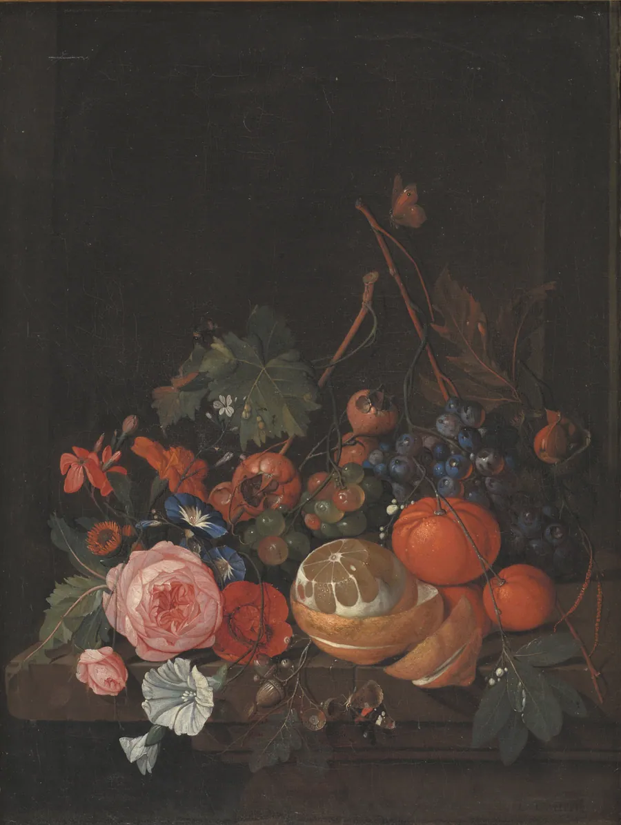 Blomster og frugt by Ubekendt