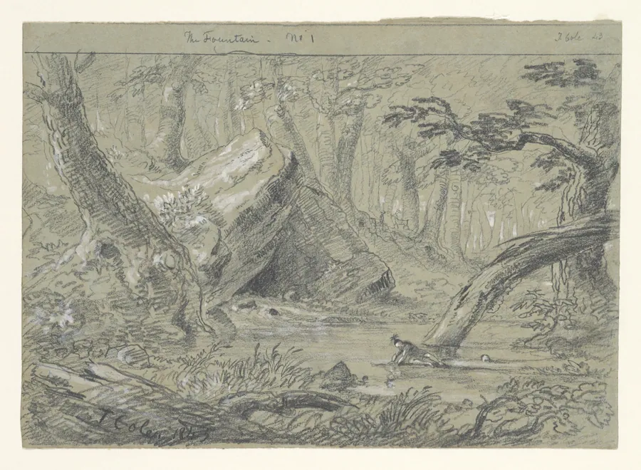 The Fountain, No. 1: The Wounded Indian Slaking His Death Thirst by Thomas Cole