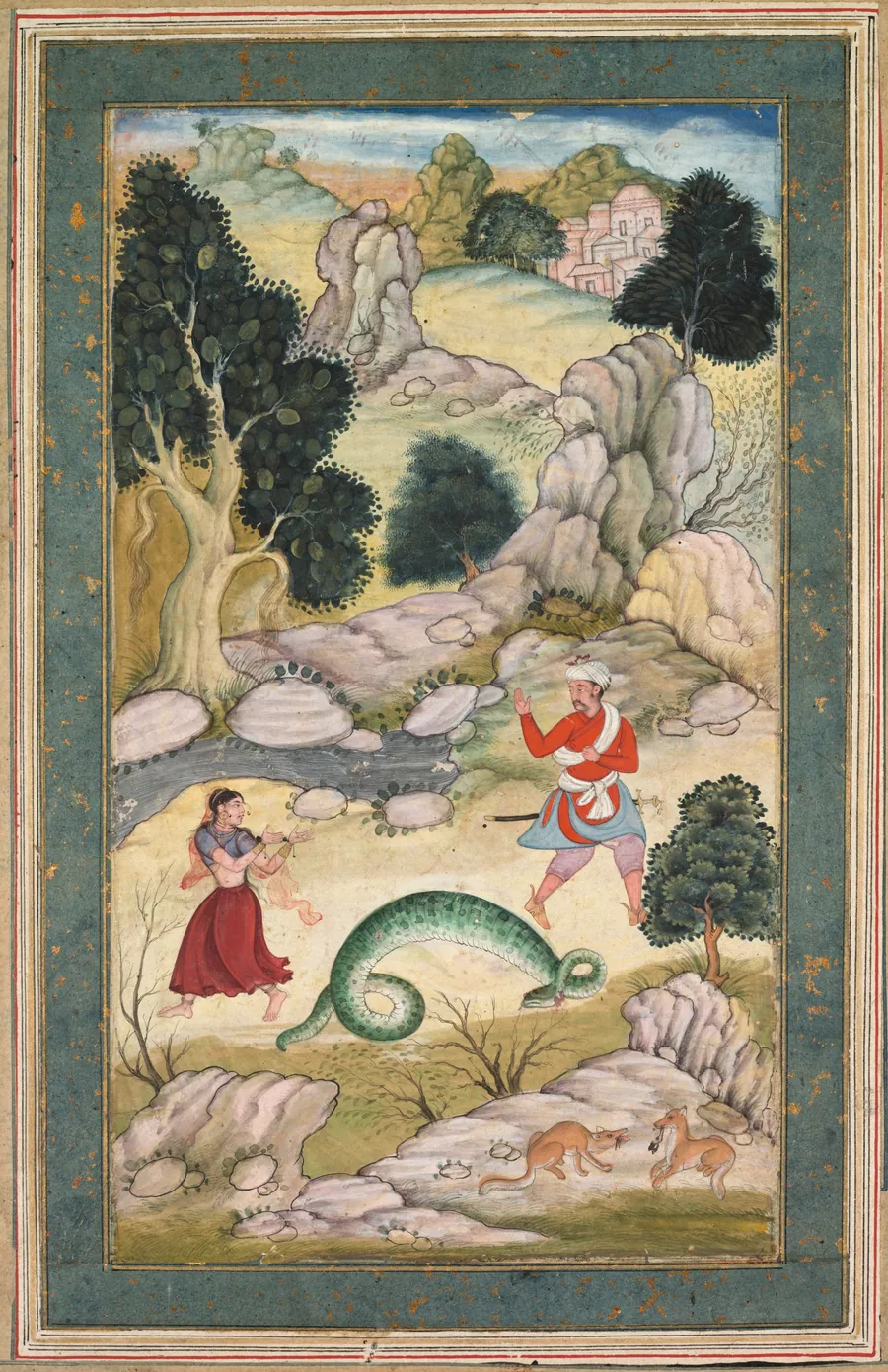 Lovers parting, page from a book of fables