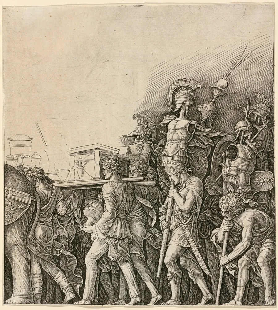 The Triumph of Caesar: Soldiers Carrying Trophies by Andrea Mantegna