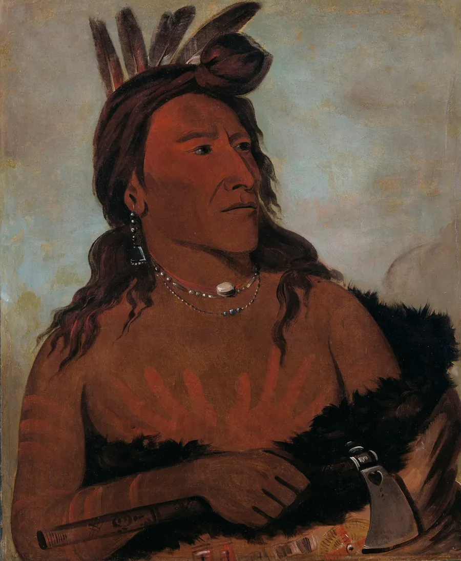 Mah-tó-che-ga, Little Bear, a Hunkpapa Brave by George Catlin, born Wilkes-Barre, PA 1796-died Jersey City, NJ 1872