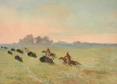 Comanche Indians Chasing Buffalo