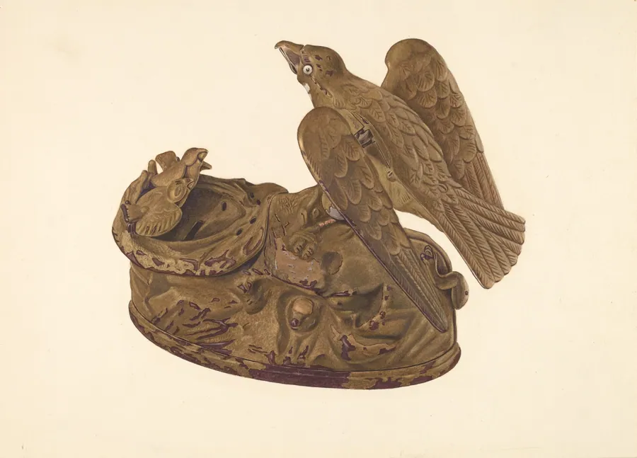 Toy Bank: Bird Feeding its Young by American 20th Century