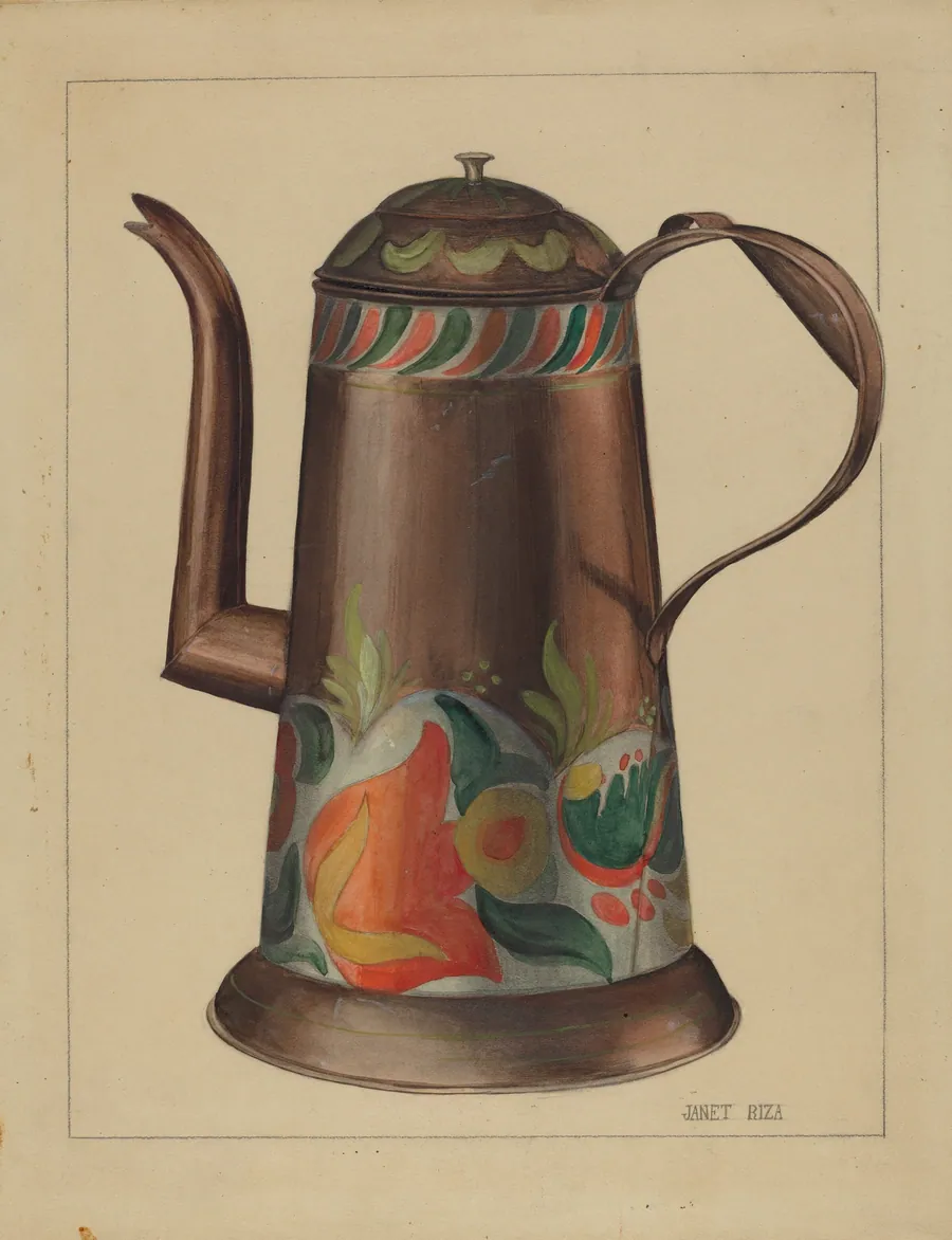 Toleware Coffee Pot by Janet Riza