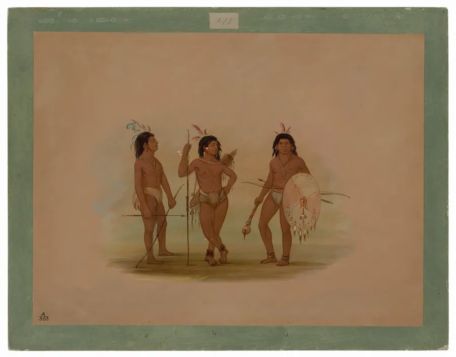 A Puelchee Chief and Two Young Warriors by George Catlin