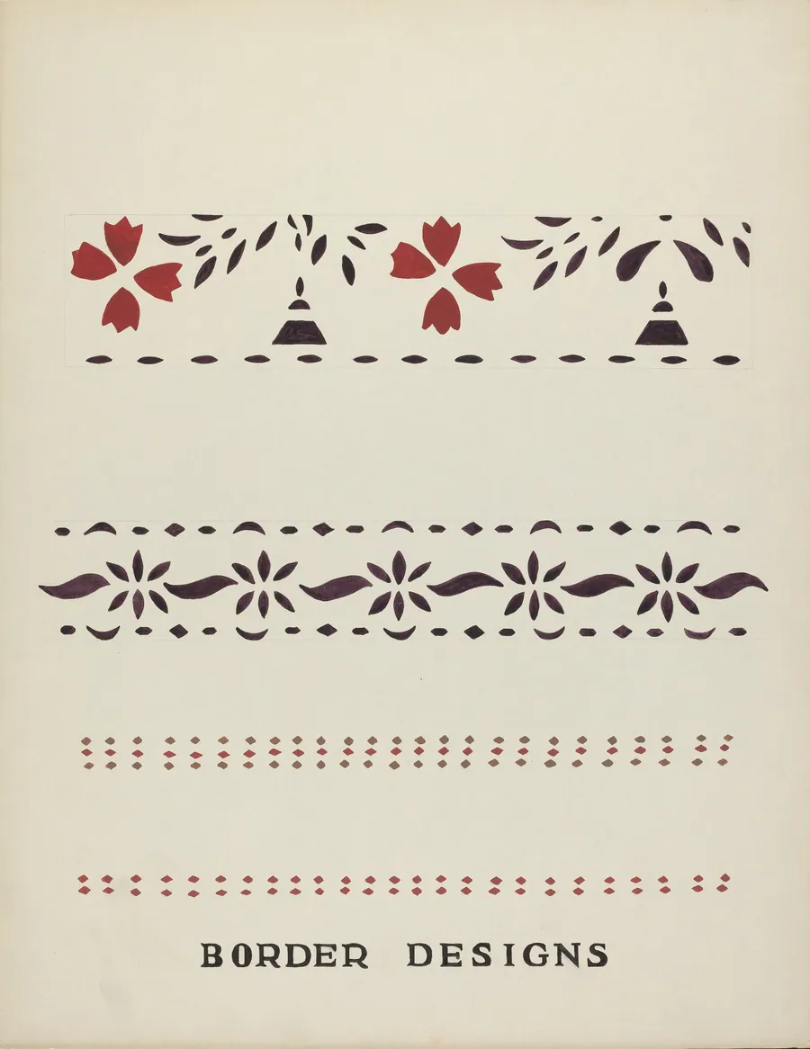 Border Designs From Proposed Portfolio "Maine Wall Stencils" by Mildred E. Bent