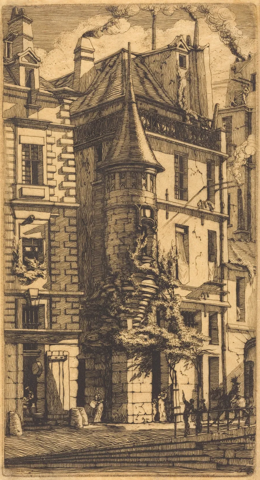 Tourelle de la Rue de la Tixéranderie, Paris (House with a Turret, Weavers' Street, Paris) by Charles Meryon