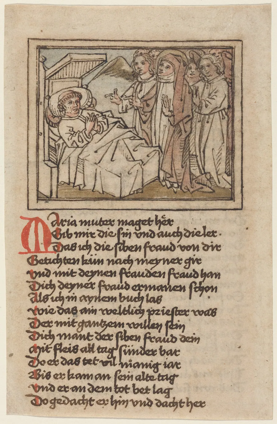 The Virgin Appearing to a Dying Priest by German 15th Century (Augsburg)