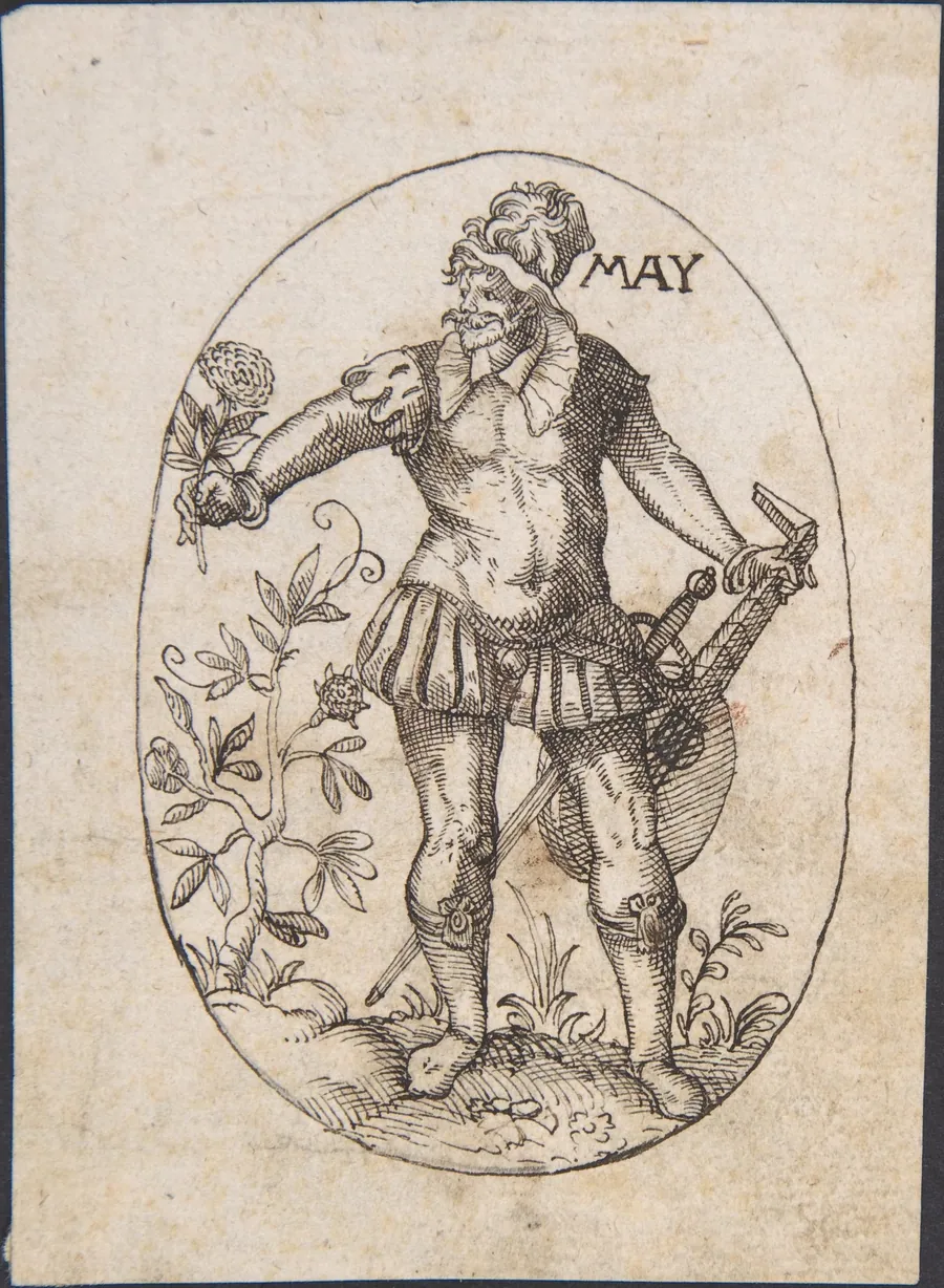 The Month of May: An Elegant Man Holding a Flower and Lute by Erasmus Hornick