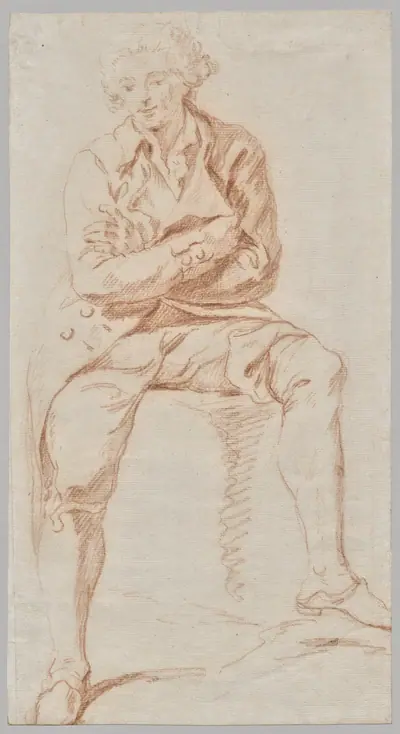 A Man Seated on the Edge of a Table