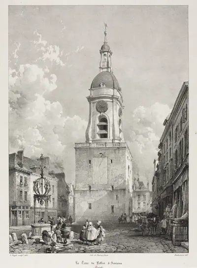 Picturesque and Romantic Travels in Old France, Picardie:  The Belfry Tower of Amiens, Picardie (Voyages pittoresques et romantiques dans l'ancienne France, Picardie : La Tour du Beffroi d' Amiens, Picardie), after François Bonhommé (French, 1809-1881)