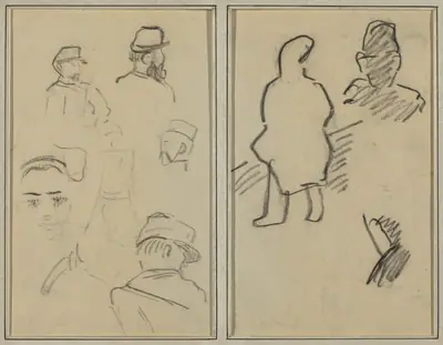 Five Studies of Soldiers and a Woman's Face; Two Figures [recto]
