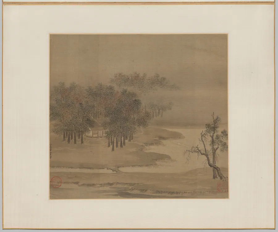 Cottages in a Misty Grove in Autumn by Li Anzhong